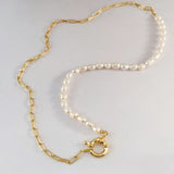 Freshwater Pearl Chain Necklace 925 Sterling Silver Bead Chain Necklace