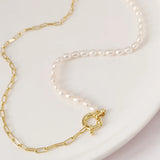 Freshwater Pearl Chain Necklace 925 Sterling Silver Bead Chain Necklace