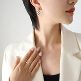 Geometric Watchband Stud Earrings - Waterproof Stainless Steel Texture Jewelry
