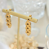 Geometric Watchband Stud Earrings - Waterproof Stainless Steel Texture Jewelry