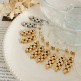Geometric Watchband Stud Earrings - Waterproof Stainless Steel Texture Jewelry