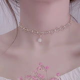Ins Hot Lace Charm 14K Plated Women Necklace with Zircon Choker