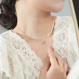 925 Silver Butterfly Pendant Necklace w/ Irregular Pearl Chain, Women Jewelry