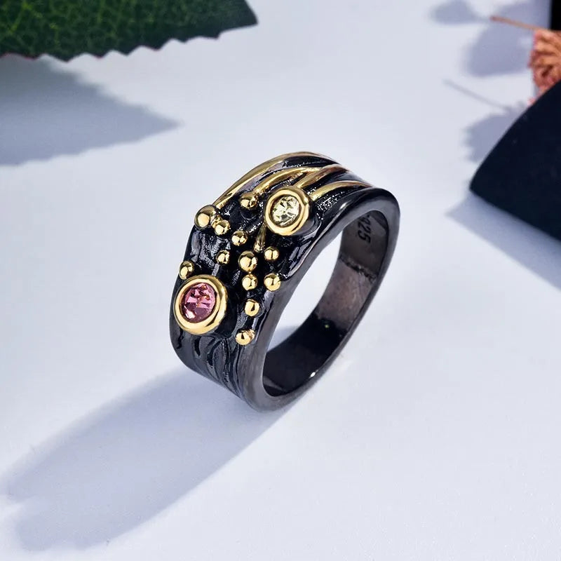 Italian Jewelry Female Retro Silver Wedding Rings Cocktail Rings