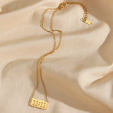 11:11 Number Plate Square Pendant Necklace For Woman Stainless Steel