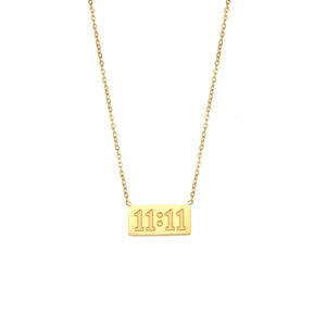 11:11 Number Plate Square Pendant Necklace For Woman Stainless Steel