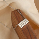 11:11 Number Plate Square Pendant Necklace For Woman Stainless Steel