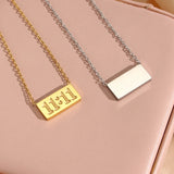 11:11 Number Plate Square Pendant Necklace For Woman Stainless Steel