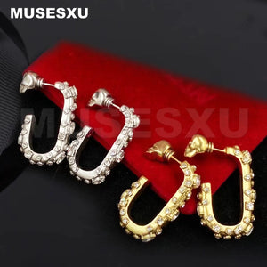 Large Zircon U-Shaped Open Ear Ring Skull Earring