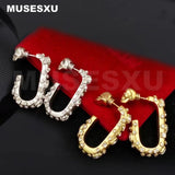 Large Zircon U-Shaped Open Ear Ring Skull Earring
