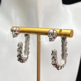 Large Zircon U-Shaped Open Ear Ring Skull Earring