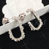 Large Zircon U-Shaped Open Ear Ring Skull Earring