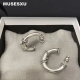 Zircon Inlaid Round Earrings Two Metal Ear Ring Retro Jewelry