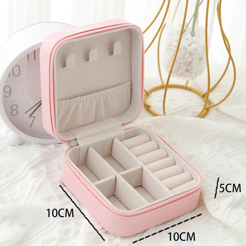 Portable Jewelry Organizer Display Box PU Leather Storage