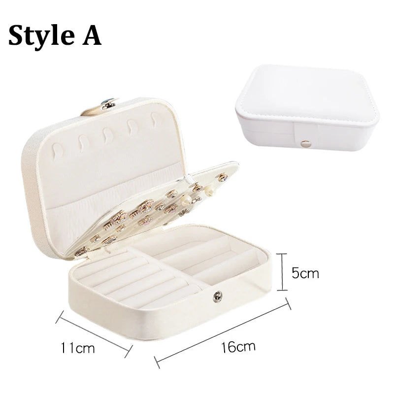Leather Travel Jewelry Organizer Case Earring Holder