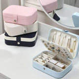 Leather Travel Jewelry Organizer Case Earring Holder