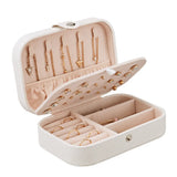 Button Leather Jewelry Organizer Travel Case Boxes