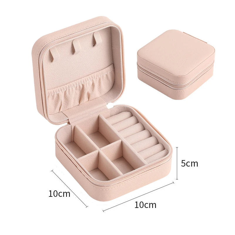 Portable Jewelry Box Travel Case Organizer Display Leather Storage