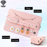 Portable Travel Jewelry Case Leather Earring Holder