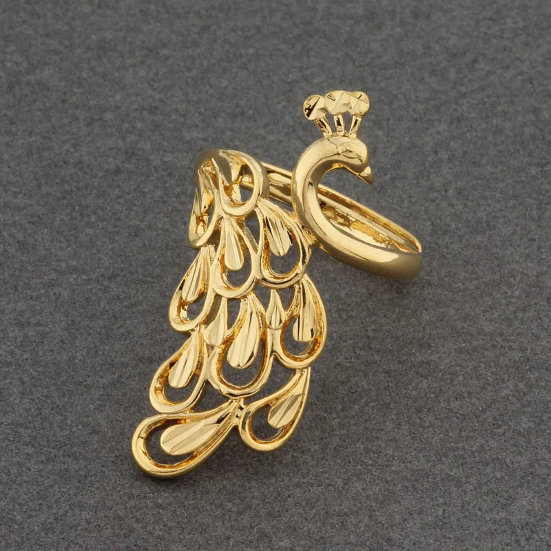 Peacock Shape Wedding Open Ring Statement Jewelry