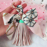 Leather Bow Knot Tassel Key Chain Scarf Pendant Bag Holder