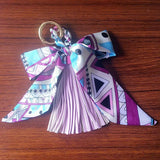 Leather Bow Knot Tassel Key Chain Scarf Pendant Bag Holder