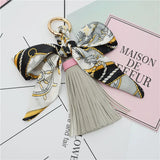 Leather Bow Knot Tassel Key Chain Scarf Pendant Bag Holder