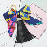 Leather Bow Knot Tassel Key Chain Scarf Pendant Bag Holder
