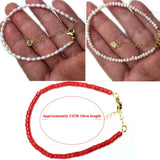 Korean Freshwater Pearl Red Coral Bracelet 14K Gold-Plated Adjustable
