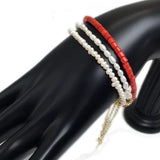 Korean Freshwater Pearl Red Coral Bracelet 14K Gold-Plated Adjustable