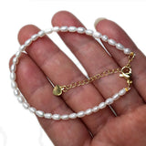 Korean Freshwater Pearl Red Coral Bracelet 14K Gold-Plated Adjustable