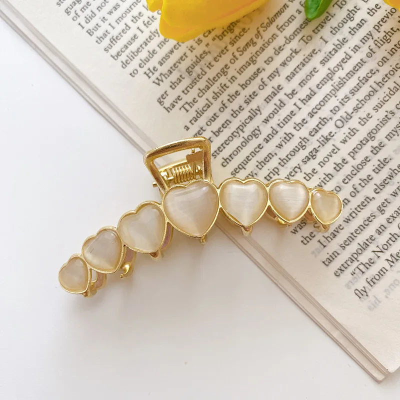 Korea Women Vintage Cat's Eye Stone Hair Claw Clip