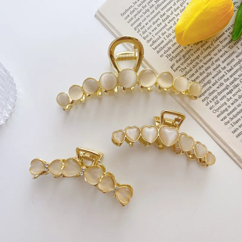 Korea Women Vintage Cat's Eye Stone Hair Claw Clip