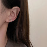 Korea Silver Geometric Heart Ear Cuff Stackable C-shape Earrings