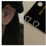 Korea Silver Geometric Heart Ear Cuff Stackable C-shape Earrings