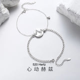 520Hz Heartbeat Silver Bracelet Set for Couples
