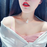 Rhinestone Choker Necklace Pearl Collar Bridal Wedding Jewelry