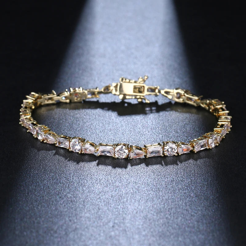 Adjustable Key & Lock CZ Crystal Bracelet Women Jewelry