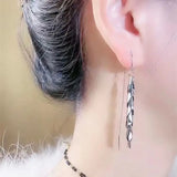 Metallic Wheat Earrings Small Long Thin Earrings Sale