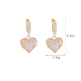 Women Pearl Hoop Earrings Heart Zircon Lady Earring Jewelry
