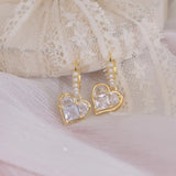 Women Pearl Hoop Earrings Heart Zircon Lady Earring Jewelry