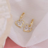 Women Pearl Hoop Earrings Heart Zircon Lady Earring Jewelry