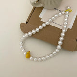 Yellow Duck Highlight Pearl Necklace Female Beaded Collarbone Chain