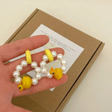 Yellow Duck Highlight Pearl Necklace Female Beaded Collarbone Chain
