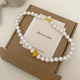 Yellow Duck Highlight Pearl Necklace Female Beaded Collarbone Chain