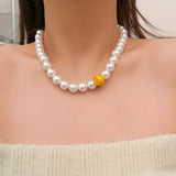 Yellow Duck Highlight Pearl Necklace Female Beaded Collarbone Chain