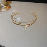 Pearl Flower Open Bracelet Female Jewelry