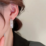 SUGA Same Style Zircon Hoop Earrings Metal Accessories Women Jewelry