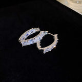 SUGA Same Style Zircon Hoop Earrings Metal Accessories Women Jewelry