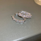 SUGA Same Style Zircon Hoop Earrings Metal Accessories Women Jewelry